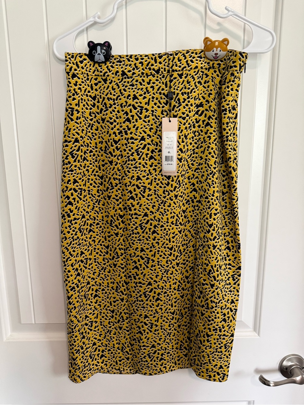 Yellow Leopard Print Midi Skirt - Women's